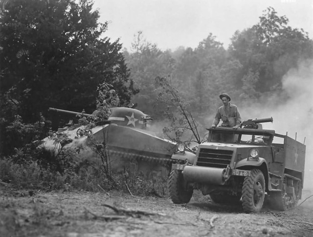 M4_Sherman_Tank_and_M3A1_Halftrack_1942