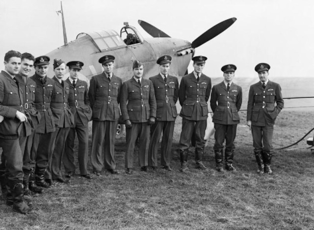 Pilots of No. 1 Squadron RCAF in Prestwick, Scotland, 30 October 1940.