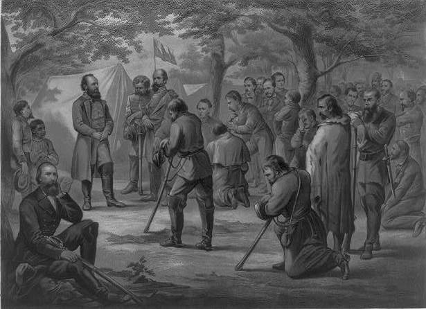 Prayer in "Stonewall" Jackson's camp, 1866.