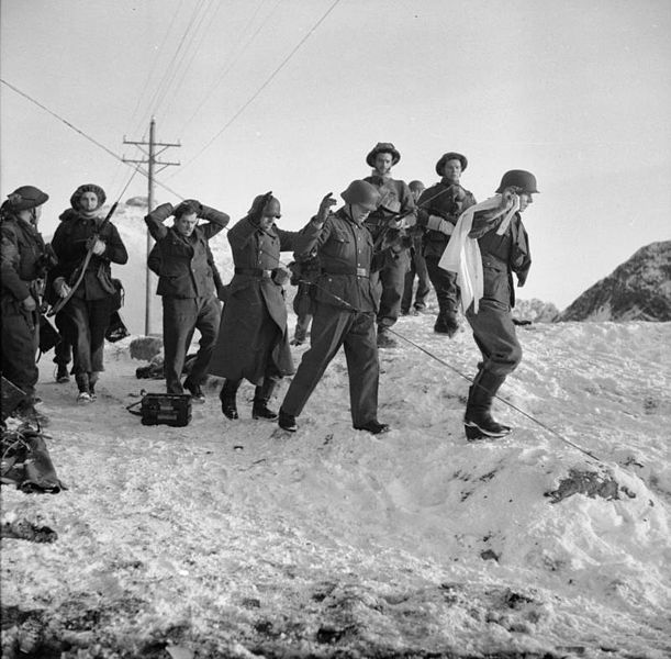 German soldiers being taken as POWs