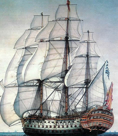The Santísima Trinidad, one of the largest ships of the age of sail