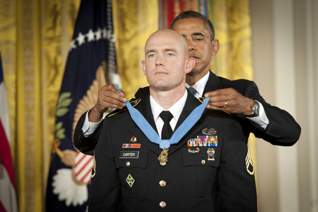 TY Carter receiving the Medal of Honor via commons.wikimedia.org