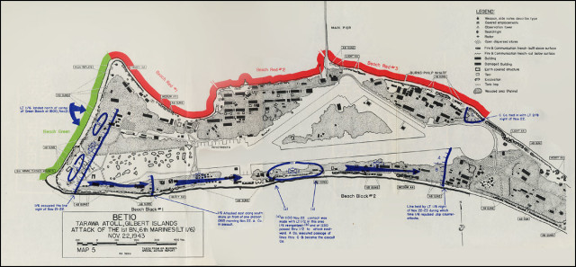 Attack of the 1st Bn, 6th Marines (LT 1/6), 22 Nov 1943