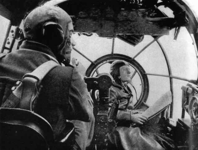Interior of a He 111 P bomber while in flight over France, mid-May 1940
