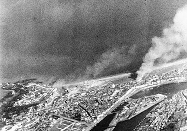 Ariel view of the Dieppe raid.