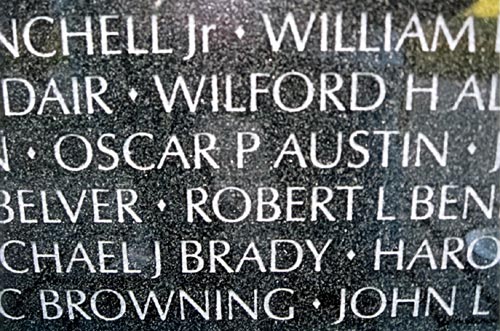 Oscar P Austin on the Vietnam Wall