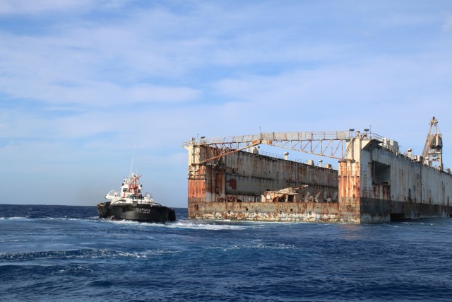 Dry Dock ‘Richland’ removed from Naval Base Guam after 48 years