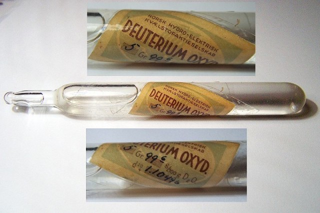 Vials of the heavy water produced at Vemork