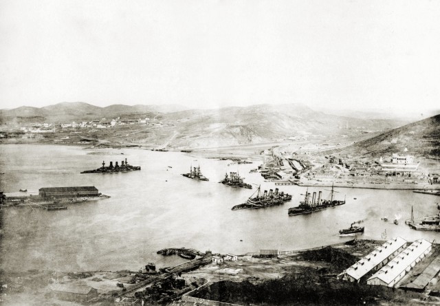 Port Arthur after surrender. the shallow bay meant that many ships were still easilly visible after being "sunk"