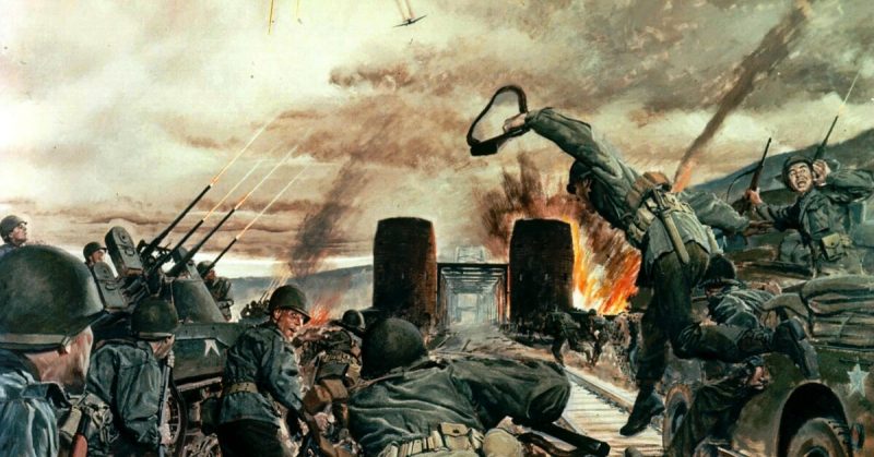 U.S. Army illustration of the battle for the bridge.