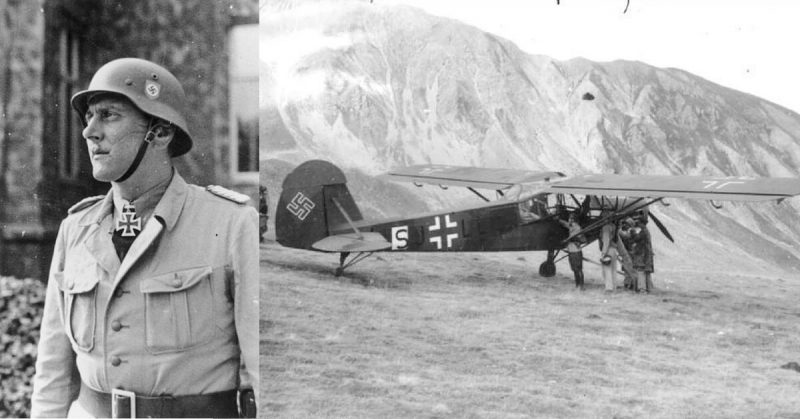 Left: Otto Skorzeny. Right: Storch used to rescue Mussolini. Bundesarchiv - CC BY-SA 3.0