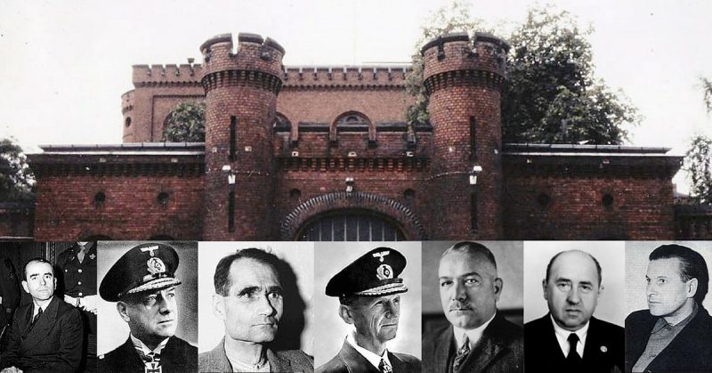 Up: Spandau Prison. Bauamt Süd, Einofski. Bottom from the left: 1. Albert Speer, 2. Erich Reader, 3. Rudolf Hess, 4. Karl Donitz, 5. Konstantin von Neurath, 6. Walter Funk.  Bundesarchiv - CC BY-SA 3.0 de