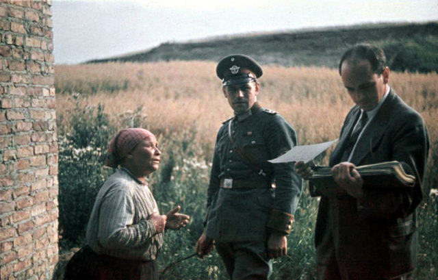 Romani woman with German police officer and Nazi psychologist Dr. Robert Ritter. Photo Credit.