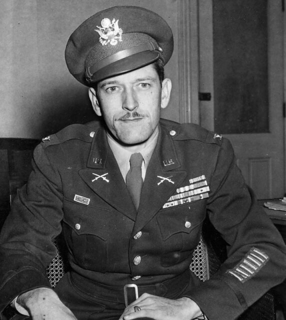 Russell William Volckmann sitting in his US Army uniform