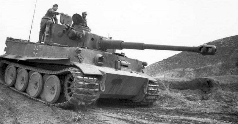 A Tiger I deployed to supplement the Afrika Korps operating in Tunisia, January 1943. <a href=https://commons.wikimedia.org/wiki/File:Bundesarchiv_Bild_101I-554-0872-35,_Tunesien,_Panzer_VI_(Tiger_I).jpg>Photo Credit</a>.