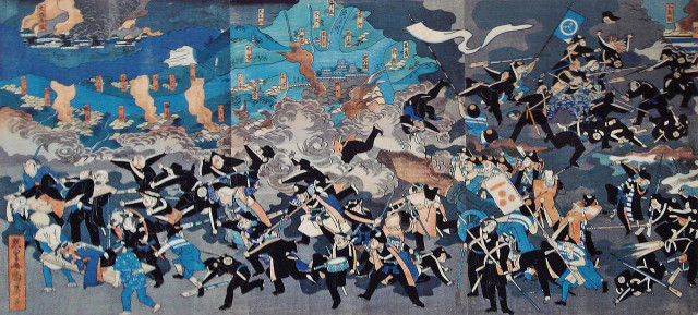 The retreat of the Shogunate forces, anonymous painting c. 1870