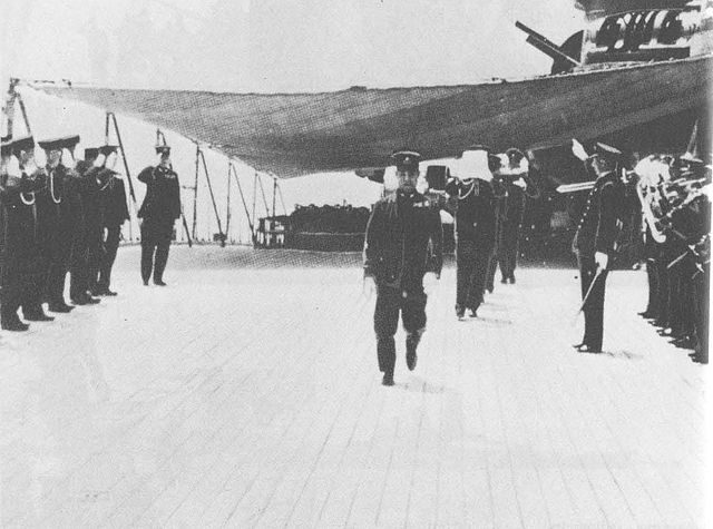 Yamamoto's ashes return to Japan at Kisarazu aboard battleship Musashi on May 23, 1943.