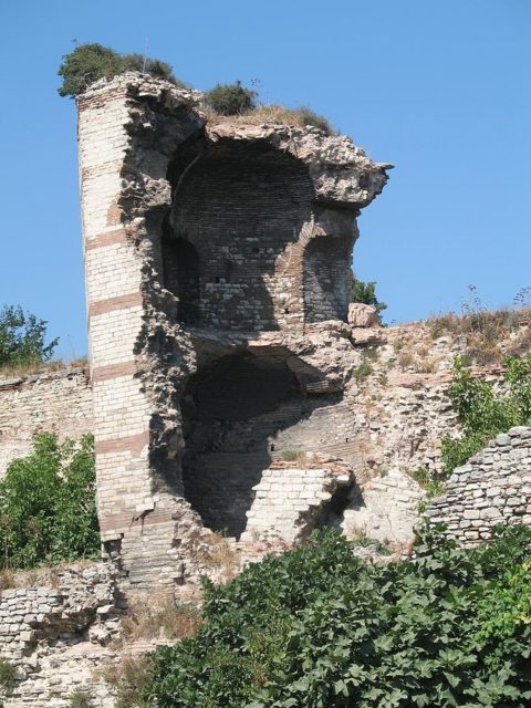 The Theodosian Walls in Constantinople. Upper and lower room inside tower.