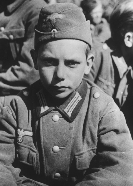 13 years old boy soldier, captured by United States Army in Martinszell-Waltenhofen, 1945 (waralbum.ru)