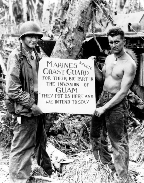 Marines thanking the Coast Guard for the ride go Guam via commons.wikimedia.org