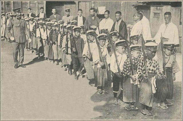 Japanese youth during military training, 1916 (Wikipedia)