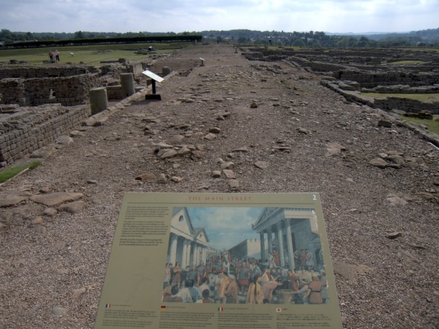 Roman fort and town at Corstopitum viewed along the Stanegate (Wikipedia)