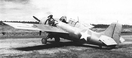 A Grumman F4F Wildcat parked on Henderson Field in August 1942