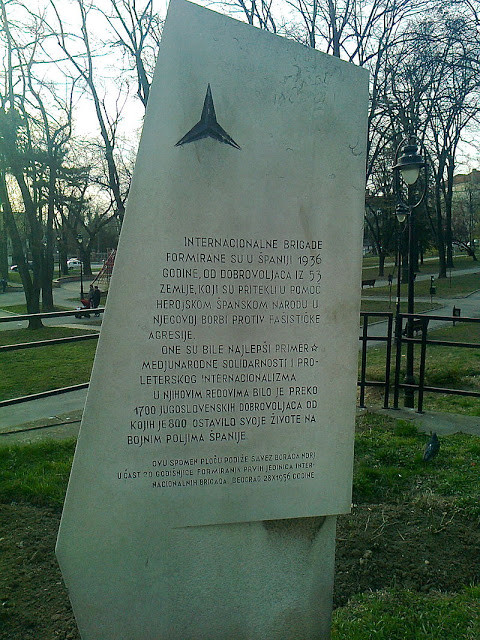 Monument to the International Brigades in Belgrade.