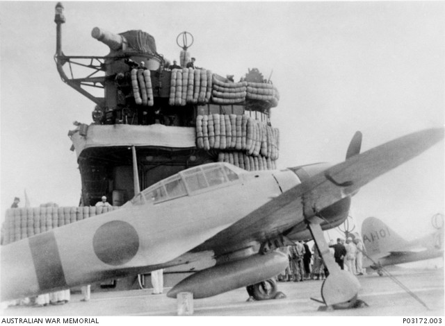 Japanese Mitsubishi A6M2 "Zero" on the aircraft carrier Akagi, during the Pearl Harbor attack