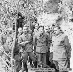 Tito with members of the British Mission at his headquarters only days before the attack.