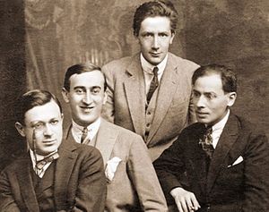 Tristan Tzara, the first on the left, 1915.