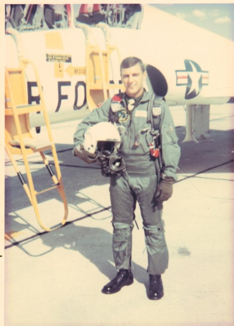 Fletcher is pictured next to a T-38 Talon (White Rocket) while in flight training at Randolph Air Force Base, Texas, in 1970. Courtesy of Larry Fletcher