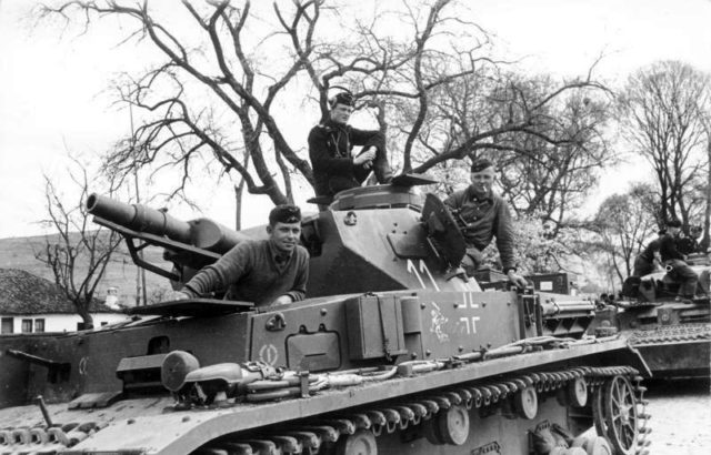 German Panzer IV of the 11th Panzer Division advancing into Yugoslavia from Bulgaria as part of the Twelfth Army. Photo Credit.