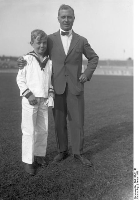 Plüschow with his son, shortly before his fatal crash. Photo Credit.