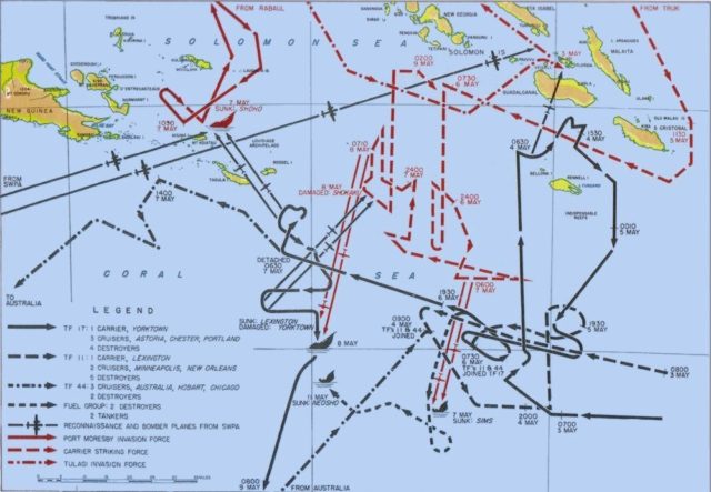 Map of the battle, 3–9 May, showing the movements of most of the major forces involved.