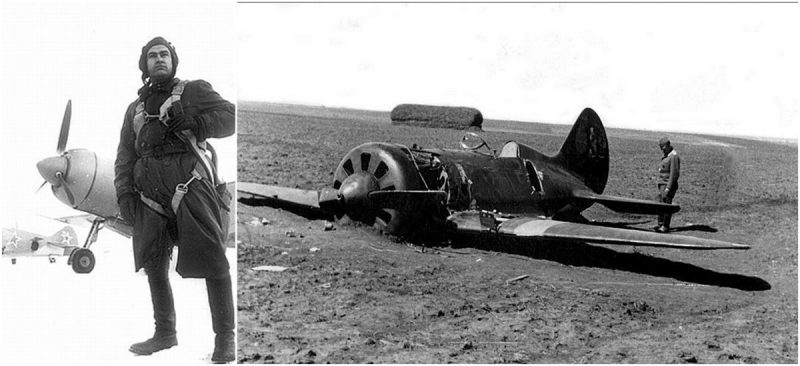 Left - Alexei Mareseyev; Right - A downed I-16 investigated by German soldiers
