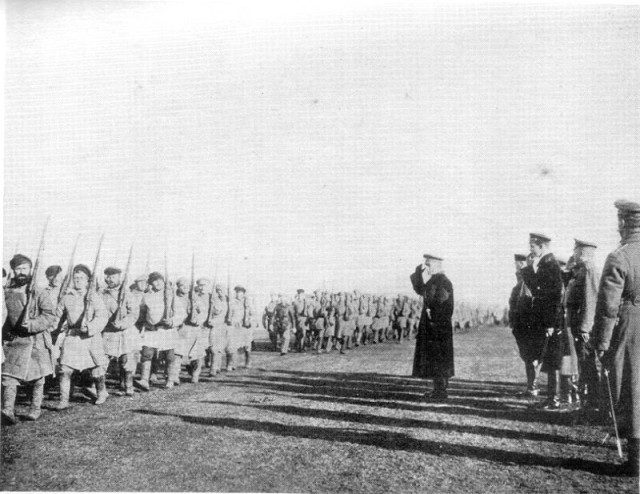 Admiral Kolchak inspecting his troops, 1919. Image credit By Dmitrii Fedotoff-White. Survival Through War And Revolution In Russia. Philadelphia. University of Pennsylvania press. 1939.
