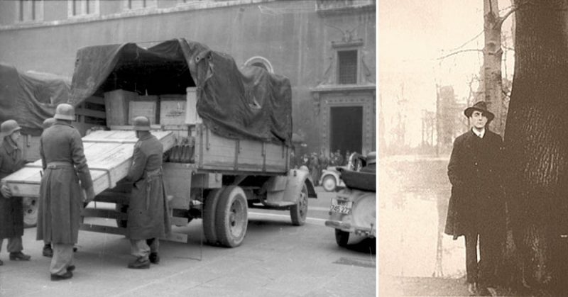 Otto Rahn. By antiquariatlange.de - CC BY-SA 3.0. Nazi looting. By Bundesarchiv - CC BY-SA 3.0 de  