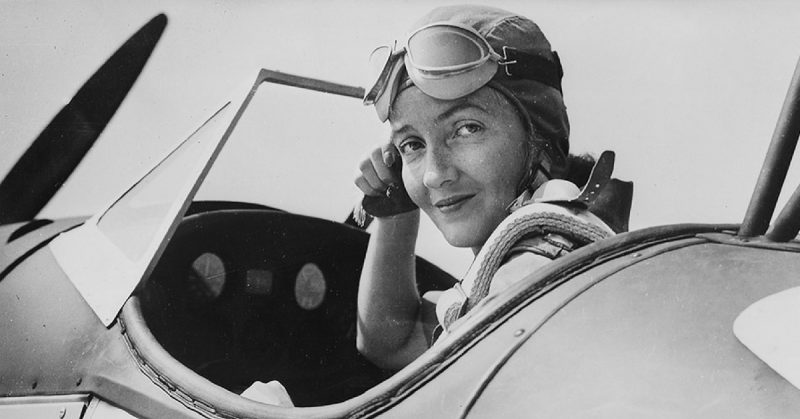 Nancy Harkness Love in the cockpit of an Army Fairchild PT-19A.