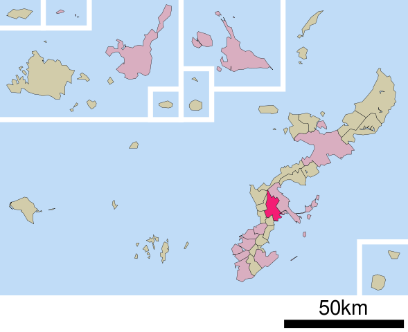 Location of Okinawa in Okinawa Prefecture. Image Credit.