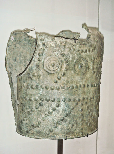 Bronze cuirass, weighing 2.9 kg, Grenoble, end of 7th century – early 6th century BC. Photo Credit.