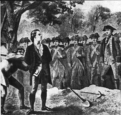 A number of early intelligence failures, such as the capture and execution of spy Nathan Hale, proved to Washington the necessity of well-organized intelligence (Image)