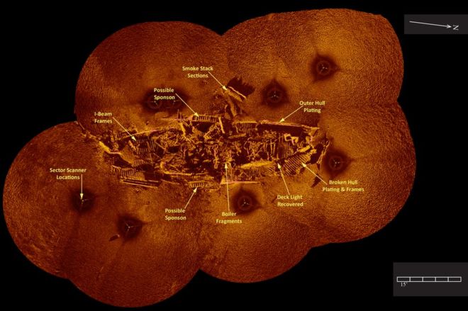 A sonar mosaic has been created of the shipwreck