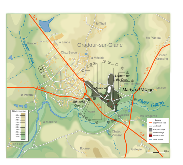 Map showing modern and former village. Image Credit.