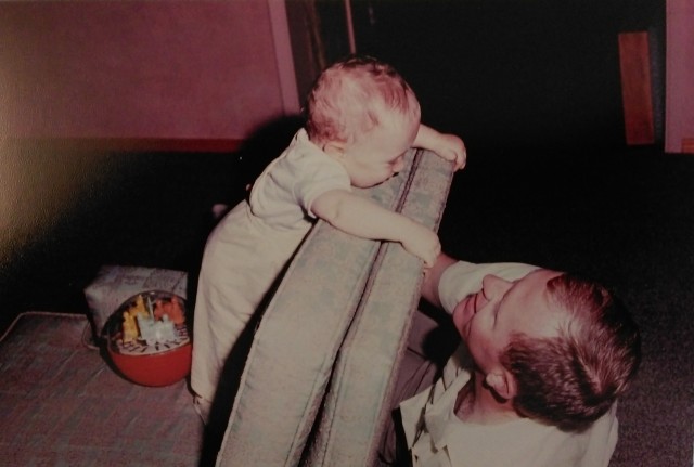 Lang is pictured with his son, Gregory, in 1967. His son now has two sons of his own and has spent many years as a schoolteacher and administrator in Texas. Courtesy of the Lang family 