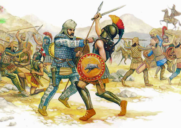 Persian Commander Ariobarzan attacks the Alexander Troops at Persian Gate