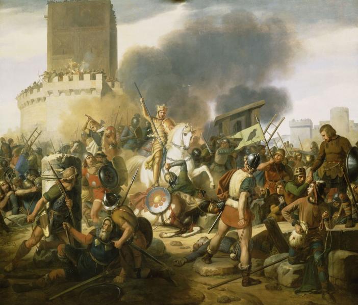 Count Odo fighting the vikings in the second siege of Paris