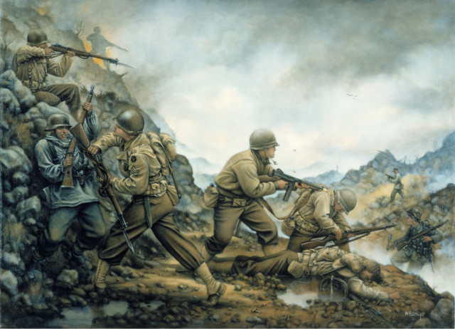 A depiction of American forces trying to breakthrough the Winter Line