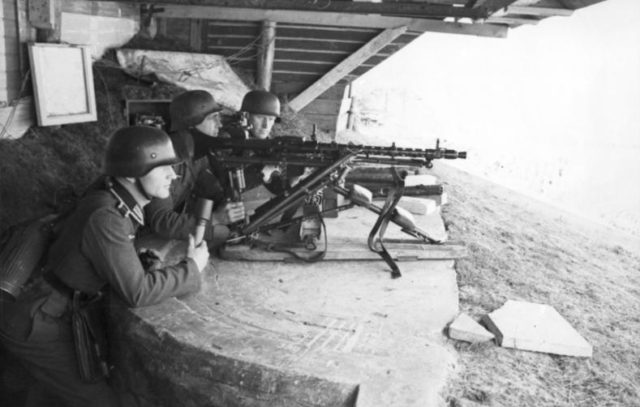 A German MG34 medium machine gun emplacement. Photo Credit.