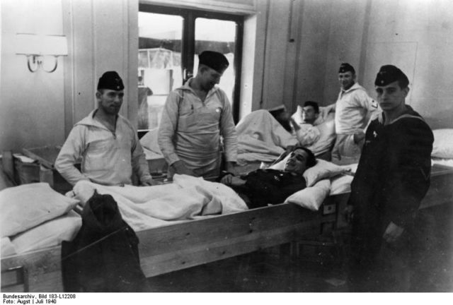 German soldiers wounded at Narvik being transported back to Germany on Wilhelm Gustloff in July 1940. Photo Credit.